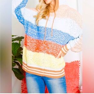 ODDY Textured Knit Sweater in Blue and Brown